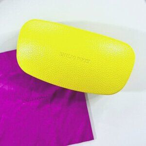 NWOT Emilio PUCCI yellow large sunglasses hardshell case w/ cloth